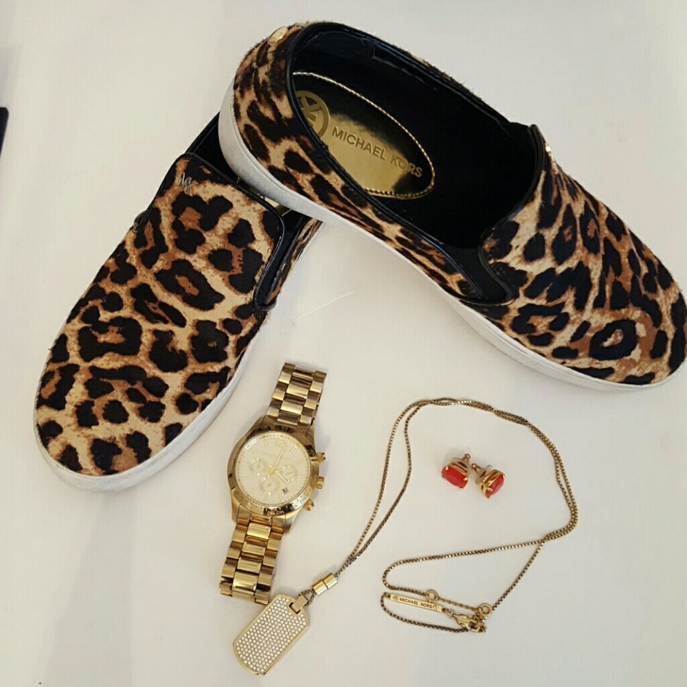 Michael Kors Crystal/Animal Print Tag Necklaces