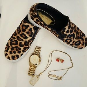 Michael Kors Crystal/Animal Print Tag Necklaces