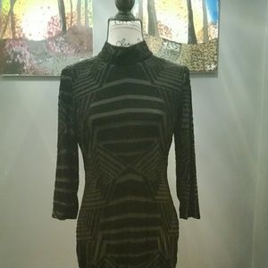Long sleeved mixed material dress