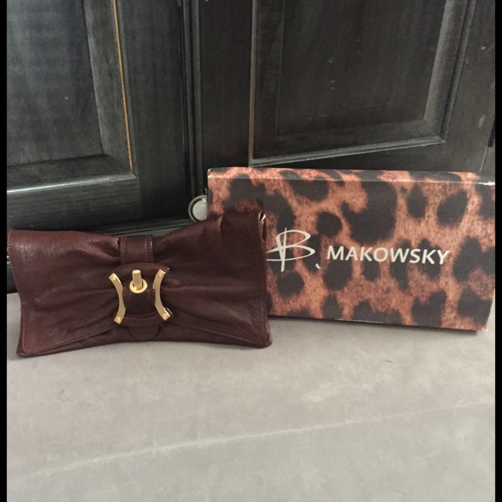 B.Makowsky Leather Clutch