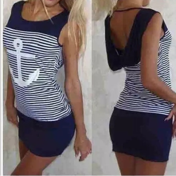 ❣️Sale was $35 down sizing❣️ Cute anchor striped dress - Picture 2 of 4