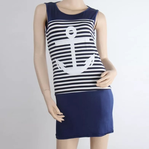 ❣️Sale was $35 down sizing❣️ Cute anchor striped dress - Picture 3 of 4