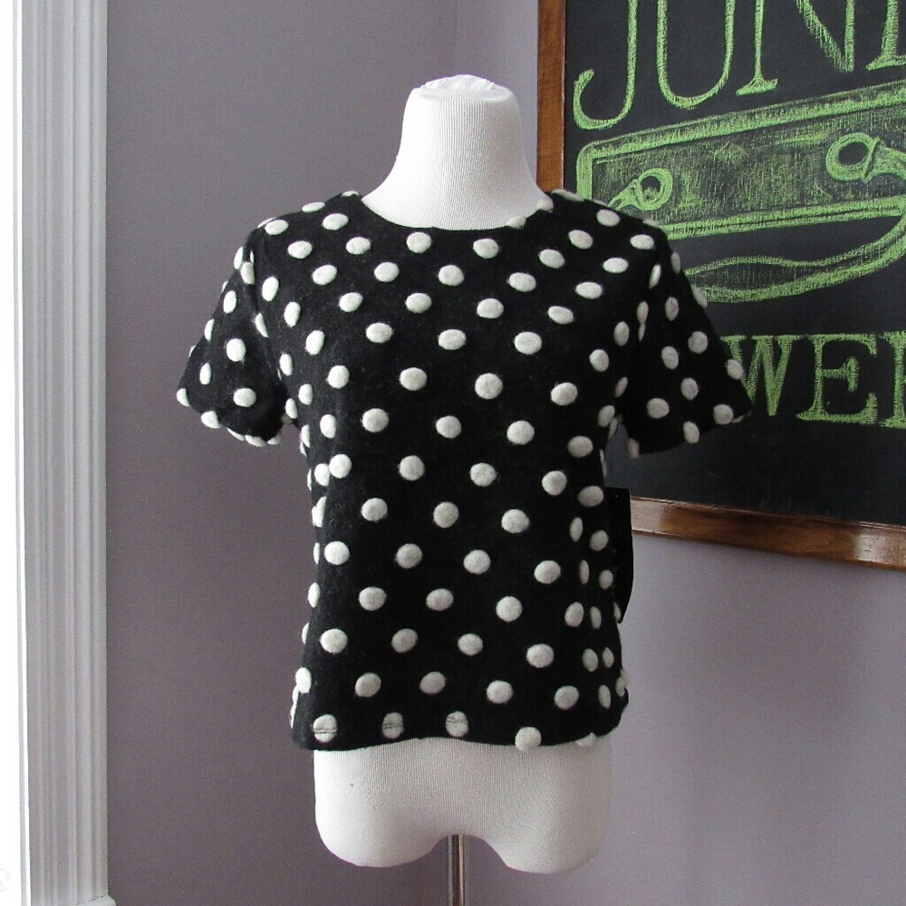 Textured Polka Dot Wool Blend Top NWT - Picture 2 of 8