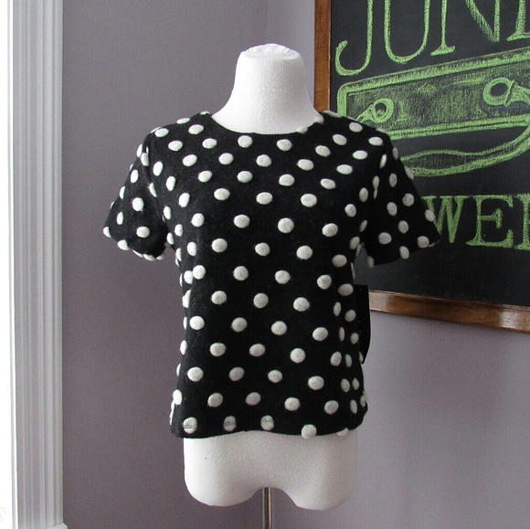 Textured Polka Dot Wool Blend Top NWT - Picture 2 of 8