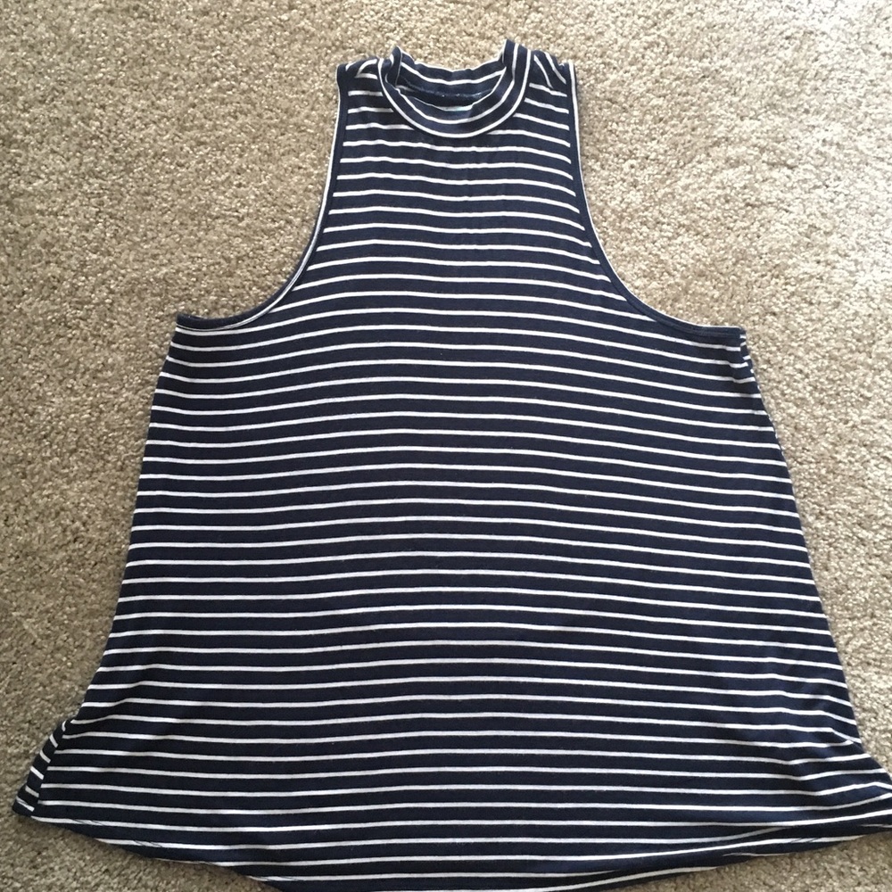 Maurices navy & white high neck 24/7 soft tank