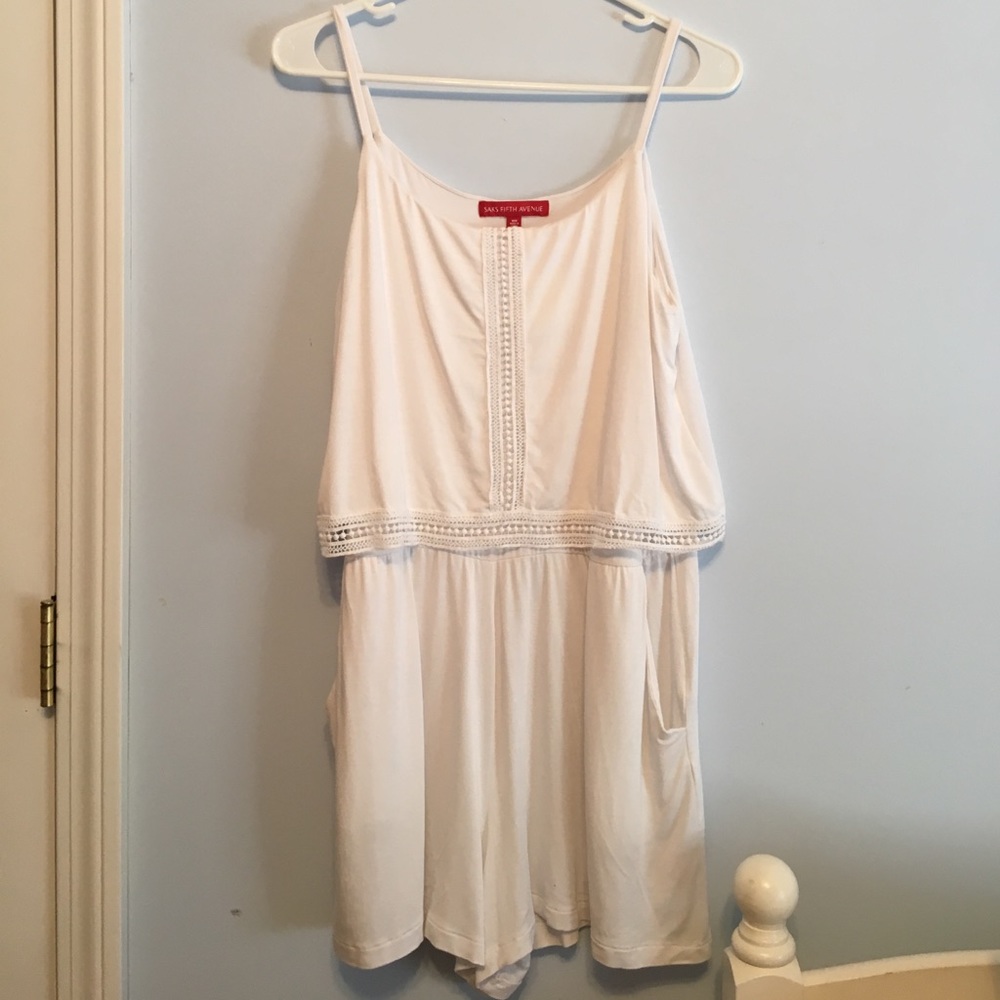 Saks Fifth Avenue Eyelet trimmed short romper