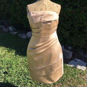 David's Bridal Champagne Strapless Prom Gown Dress