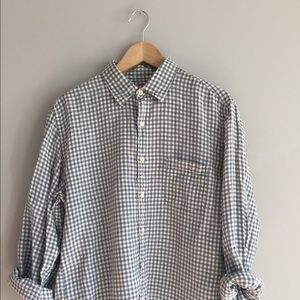 J Crew Men's Gingham Irish Linen Shirt