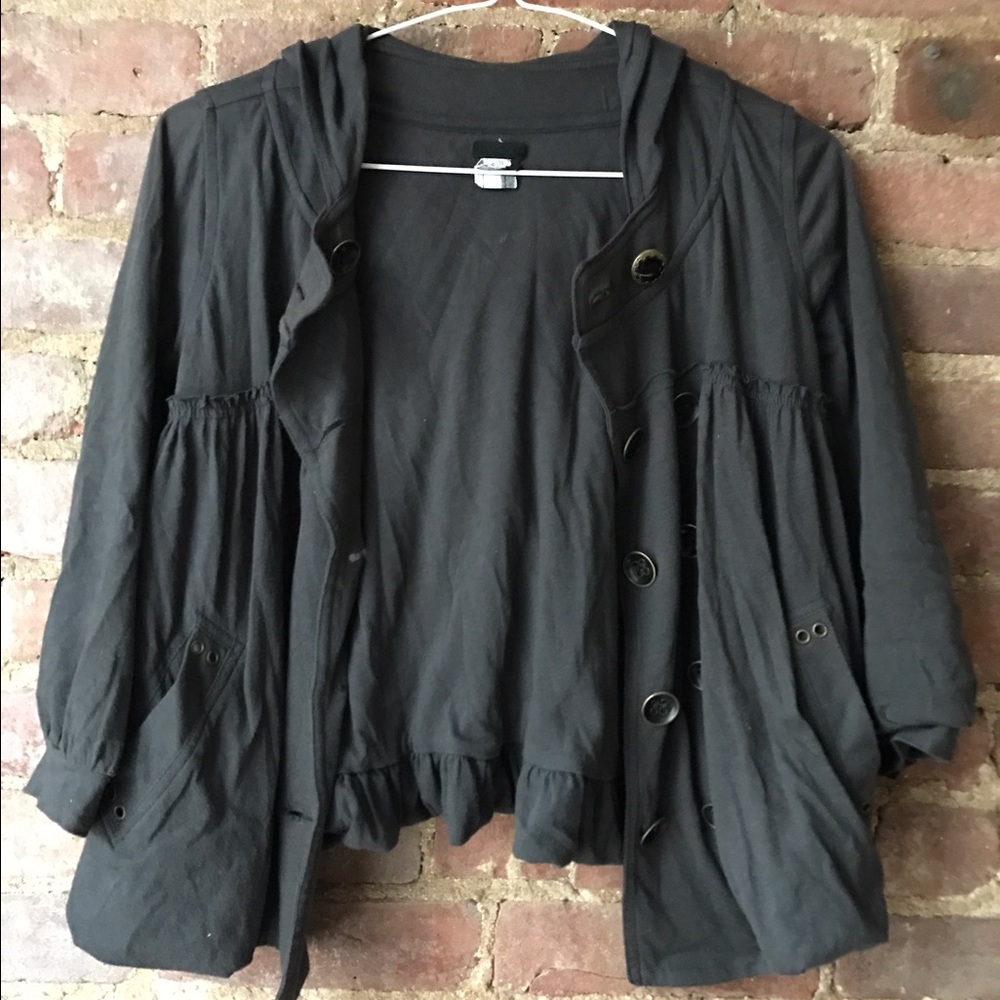 Free People Cropped Sweater Jacket with Hood