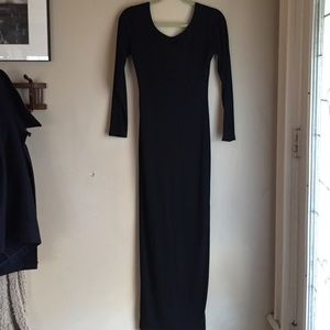 Black long ribbed dress