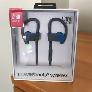 Blue and Black Powerbeats Wireless Headphones