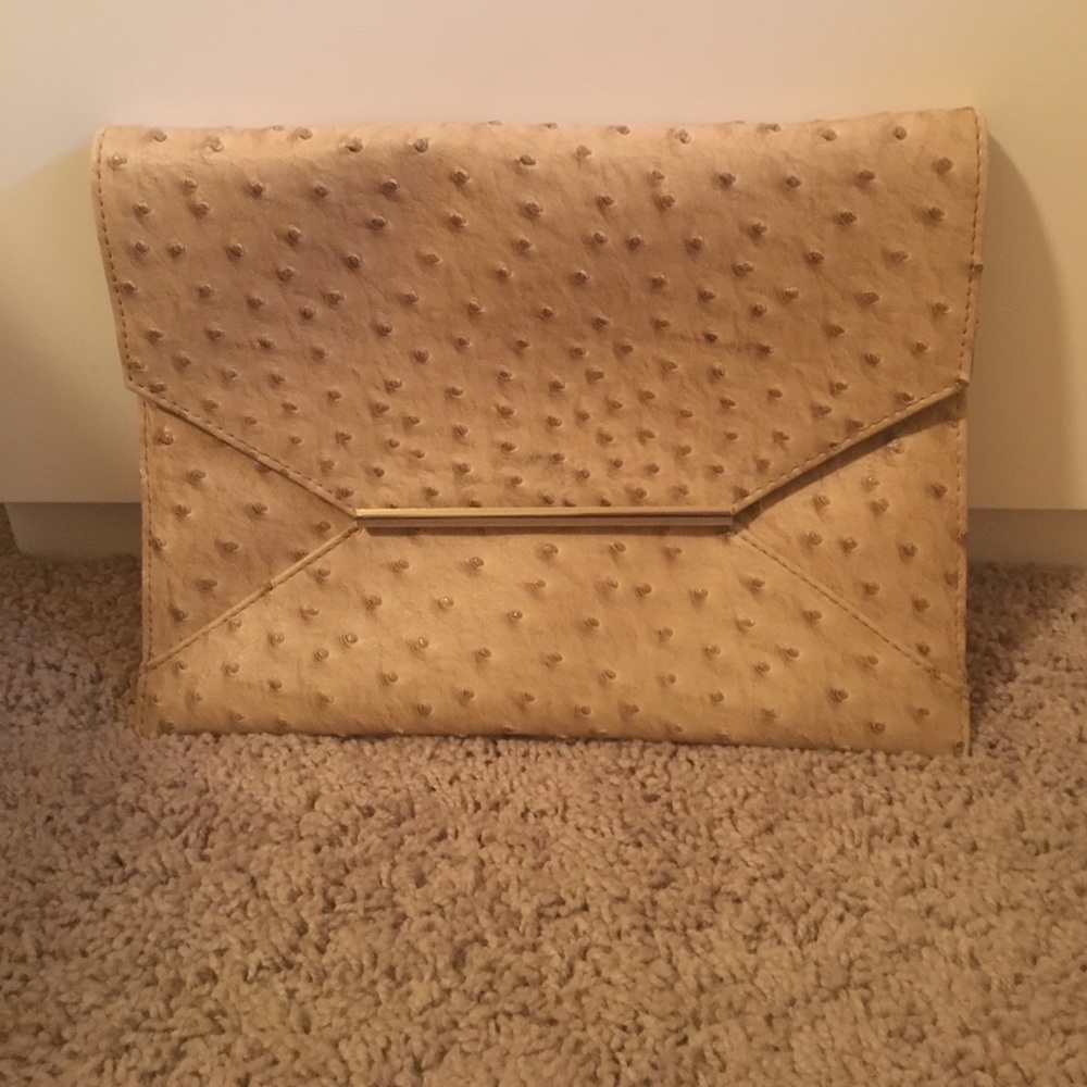 Faux Ostrich Envelope Clutch