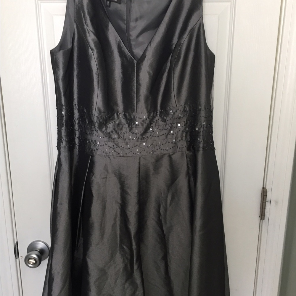 Charcoal color dress with beading, Women's size 16