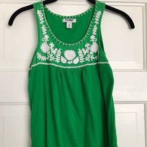 Green embroidered tank