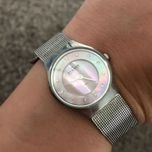 Skagen silver and pink watch!