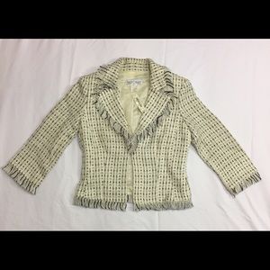 White House Black Market Beige Black Tweed Jacket