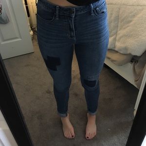 Hollister sz 5 "patchwork" highrise skinny jeans