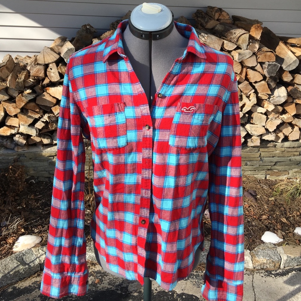 Hollister Blue and Red Flannel