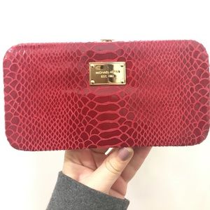 Michael Kors Red Snakeskin Clutch/Wallet