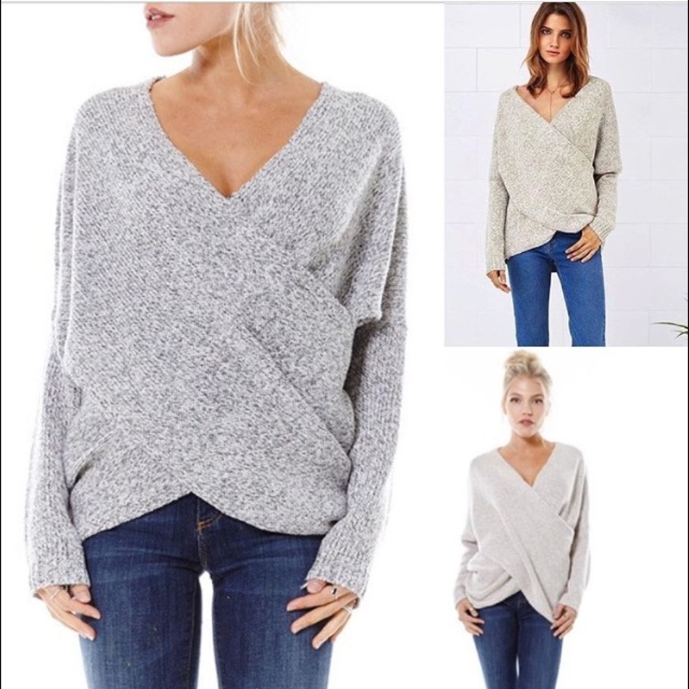 NWT Gorgeous Grey Crossover Sweater