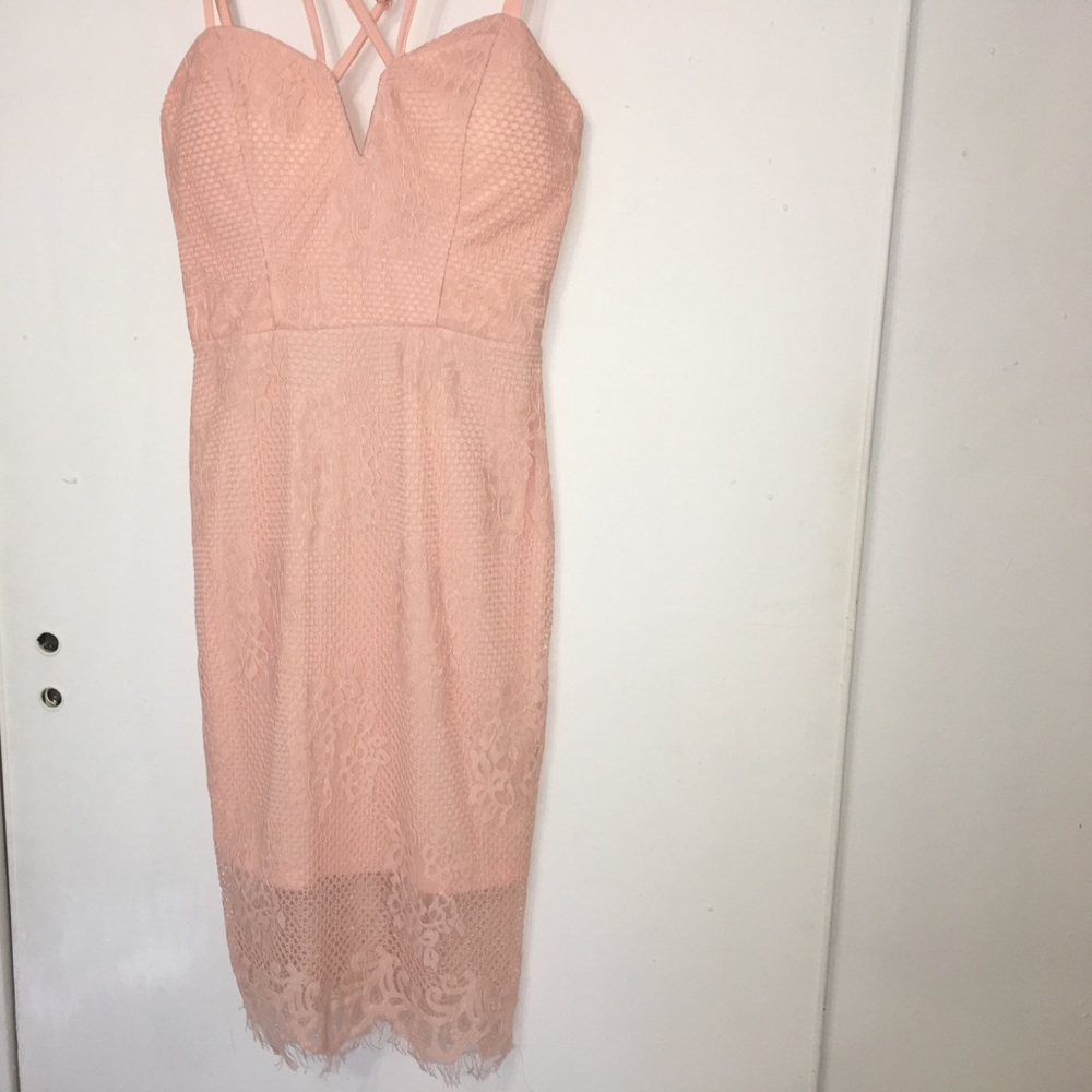 Pink Lace Midi Dress