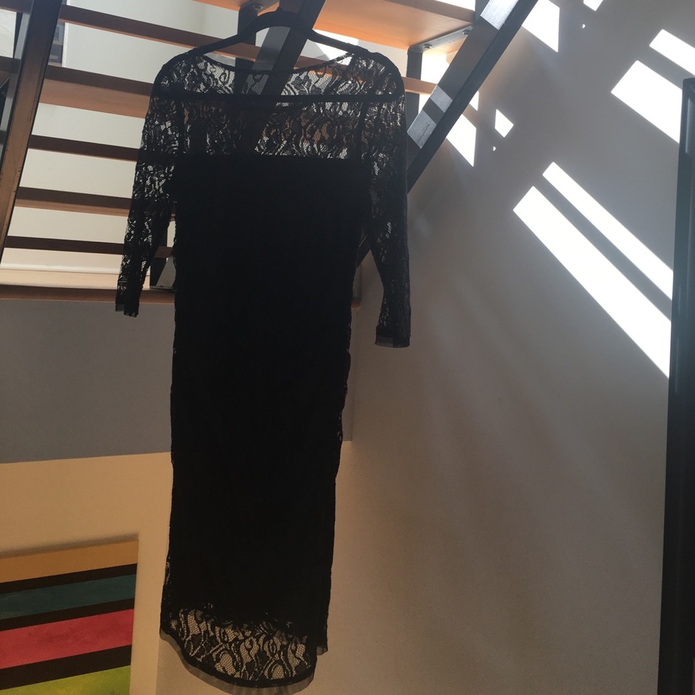 Max and Cleo black lace, lined cocktail dress