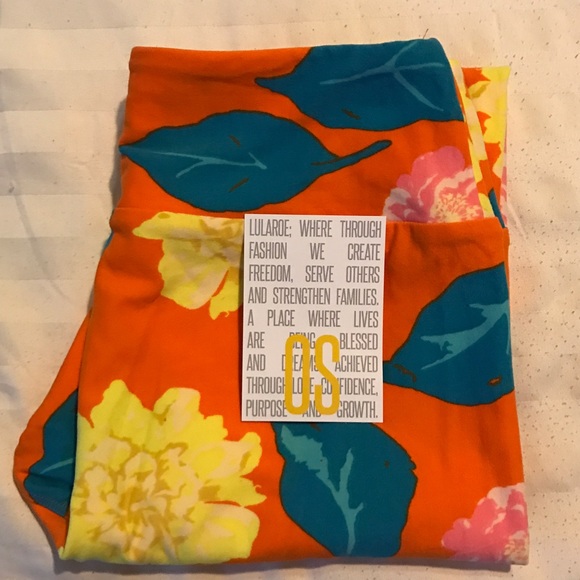 SOLD! Lularoe orange flower leggings OS - Picture 5 of 5