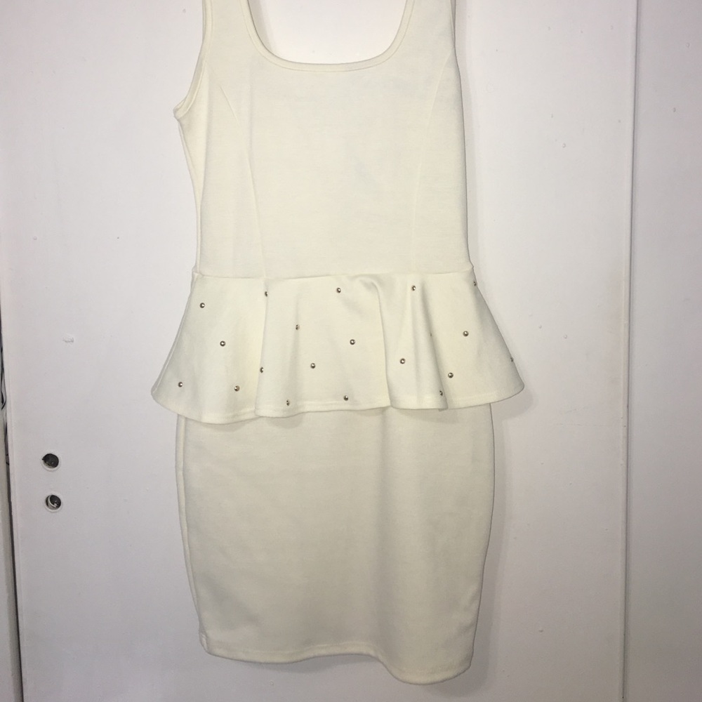 Off White/Cream Peplum Dress