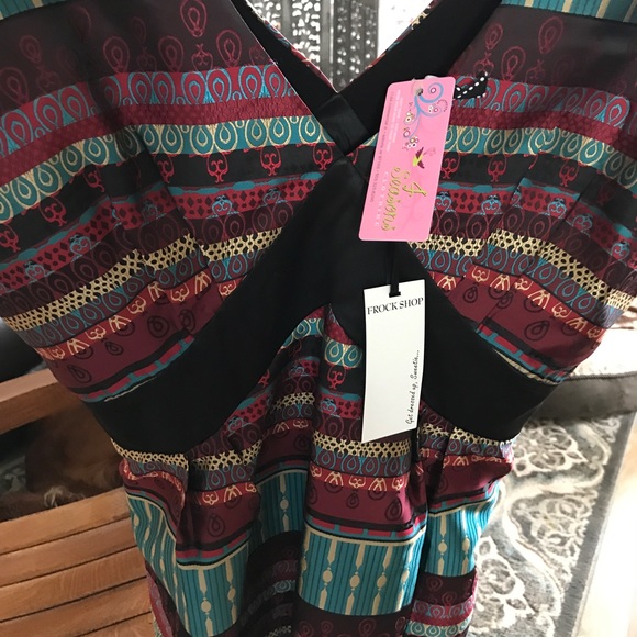 Satin, brand new multi color beautiful dress - Picture 3 of 3