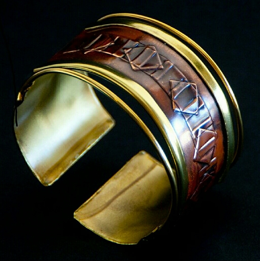 Handmade Brass & Copper Diamond Design Bracelet