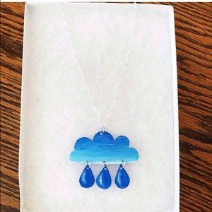 Boho urban rustic painted cloud charm necklace