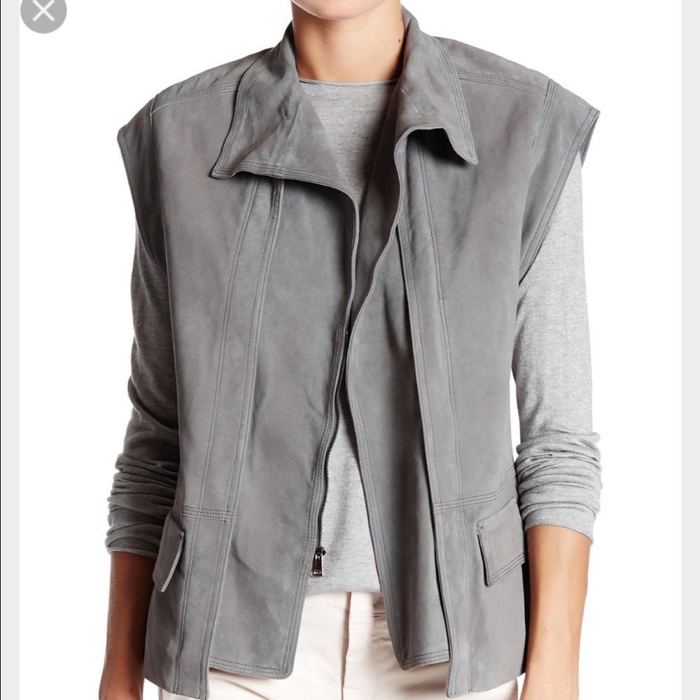 Vince Cap Sleeve Nubuck Genuine Suede Leather Vest