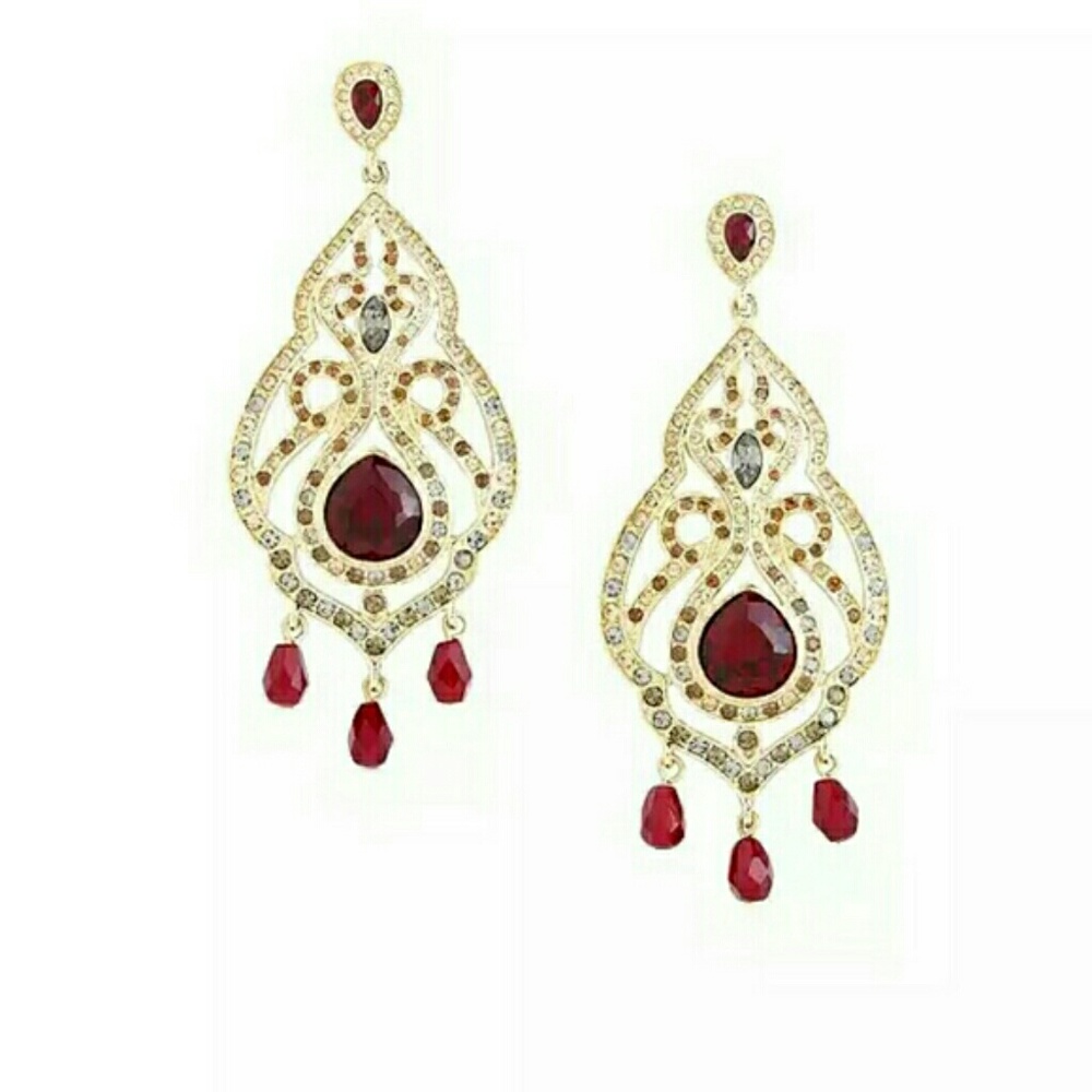 BNIB Bordeaux 14K Chandelier Earrings