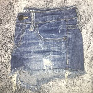 Distressed Low rise jean shorts