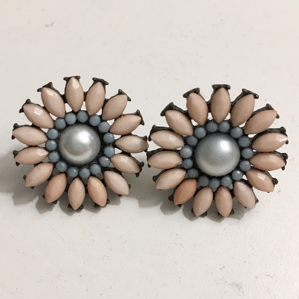 Earnings, pearl pink turquoise stone