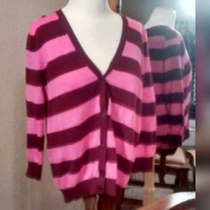 Pink Striped Cardigan
