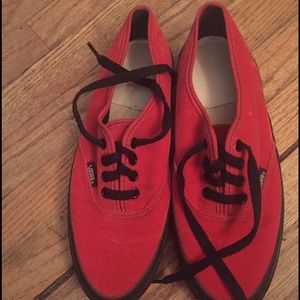 Red velvet platform Vans