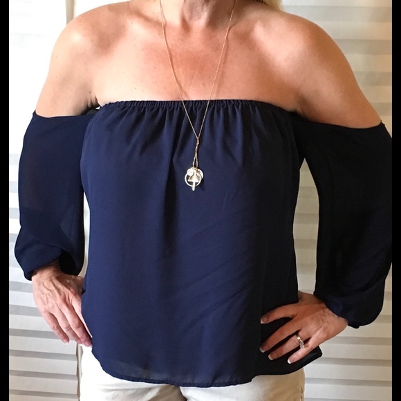Navy Shoulder less top - Picture 2 of 3