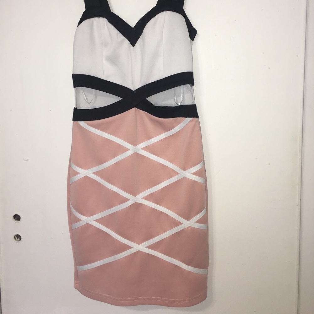 Pink and White dress with Black
