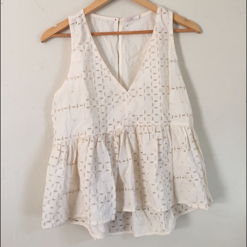 Cream Flowy Tank Blouse