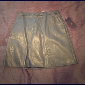 Zara Basic Forest Green Leather High waist skirt
