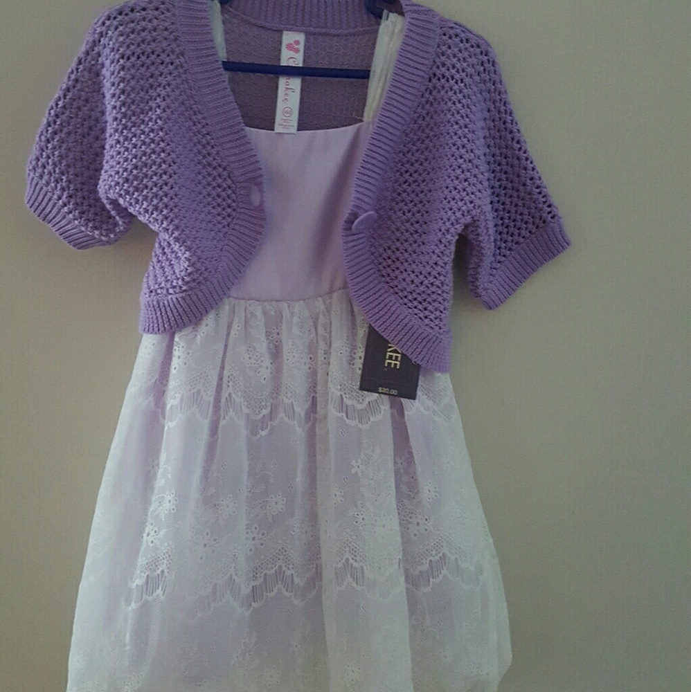 Girls lavender dress with sweater jacket