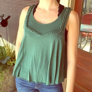 Free People Green Braided Top