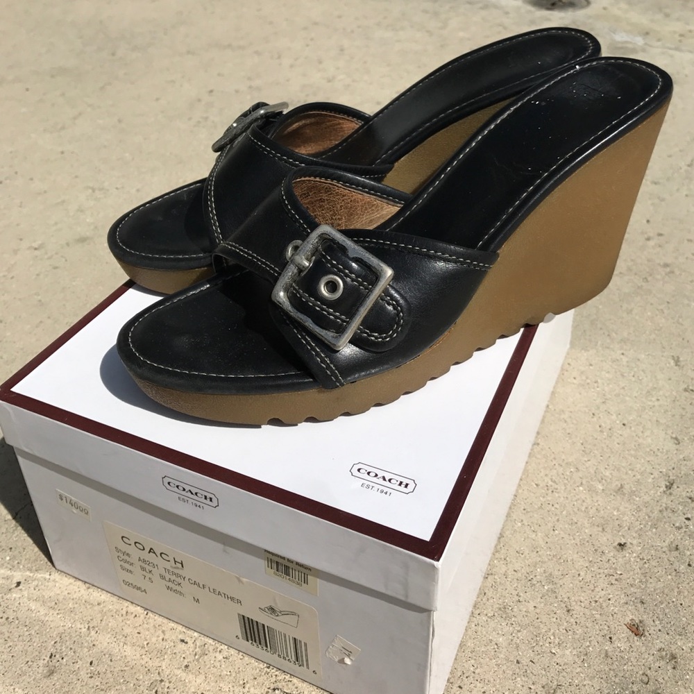 Coach Leather Platform Heels Size 7.5