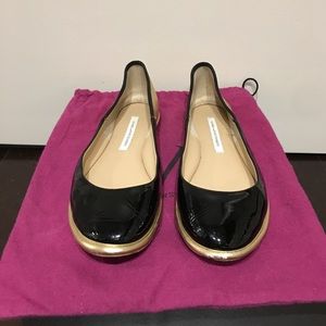 DVF Metallic & Patent Leather Ballet Flats, 8.5M