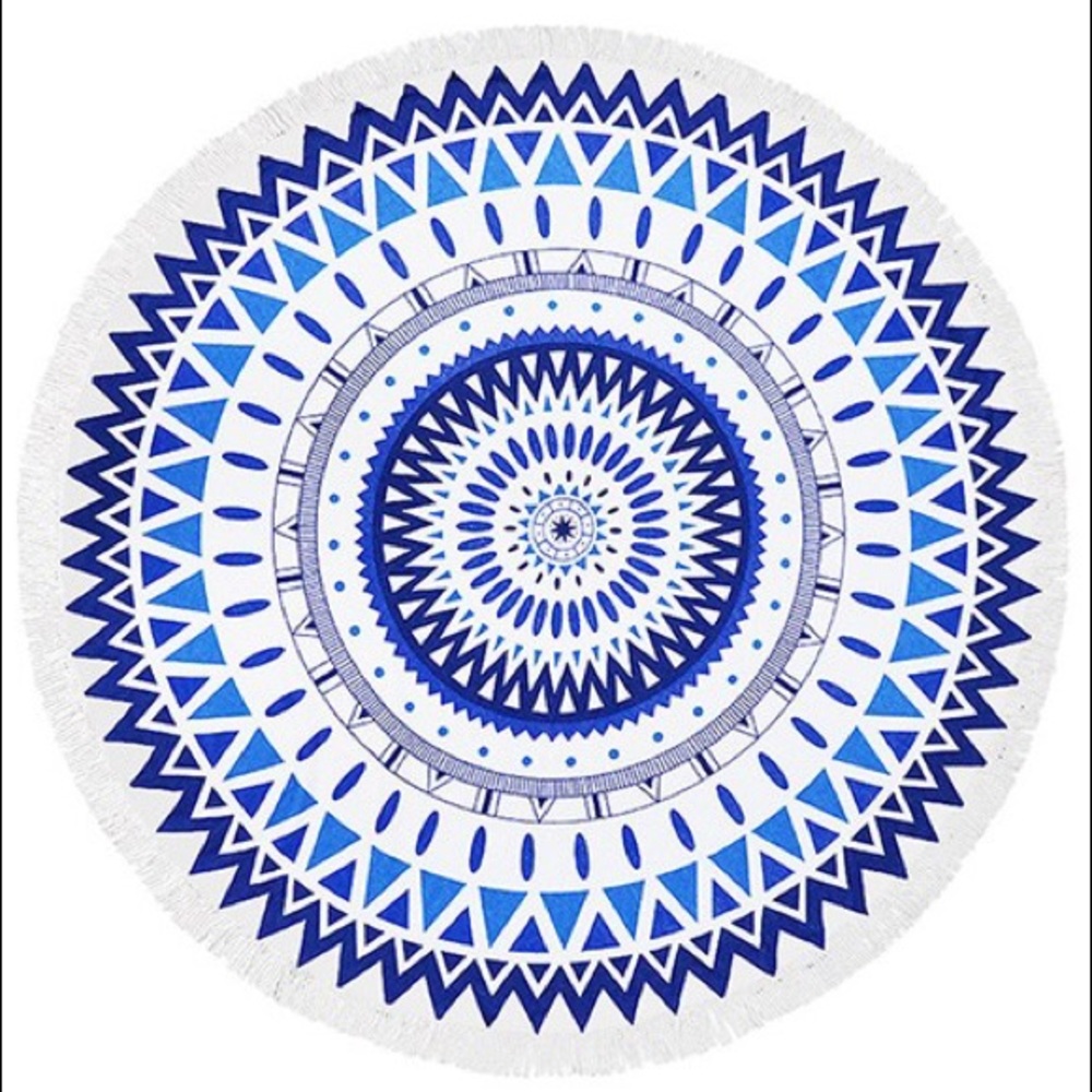 •LAST• Blue/White Round Beach Throw/Blanket - Picture 6 of 6