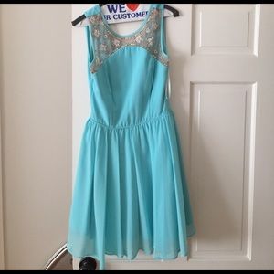 Blue bead cocktail dress