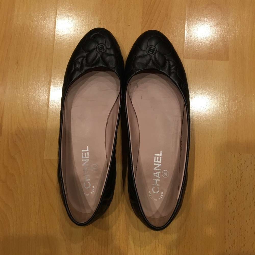 Women Chanel Ballet Flats Black 8 1/2