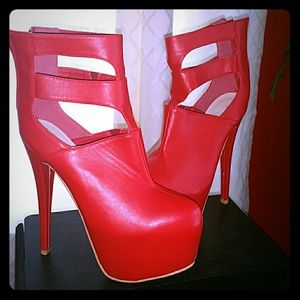 Hot Red Platform Pumps (Never Worn)