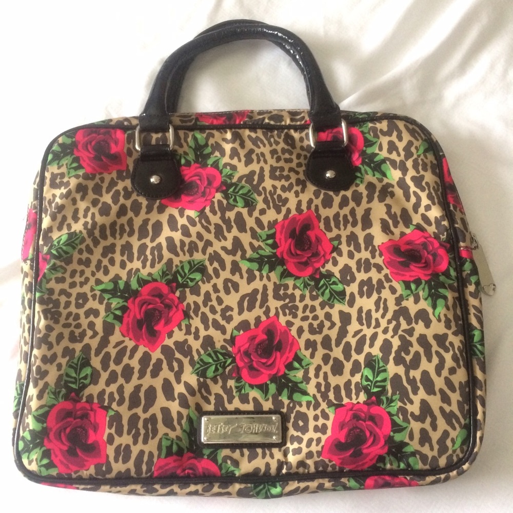 Betsy Johnson Cheetah Floral Laptop Case